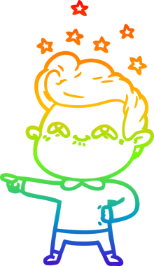 Gökkuşağı gradyanı çizimi bir insan tarafından çizilmiş heyecanlı bir çizgi film