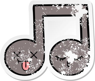 Bir insan tarafından çizilmiş şirin bir karikatür müzik notasının sıkıntılı çıkartması.