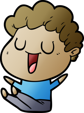 Bir insan tarafından çizilmiş gülen karikatür adam.