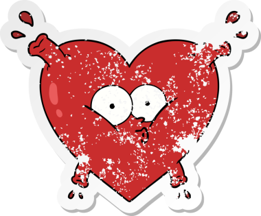 Bir insan tarafından çizilmiş karikatür bir kalbin sıkıntılı çıkartması.