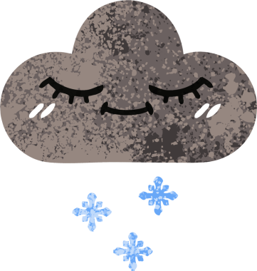 Bir insan tarafından çizilmiş fırtına kar bulutunun retro çizim tarzı karikatürü