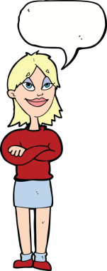 Bir insan tarafından çizilmiş konuşma balonu olan gururlu bir karikatür.