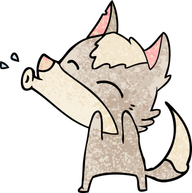 Bir insan tarafından çizilmiş uluyan kurt çizgi filmi.