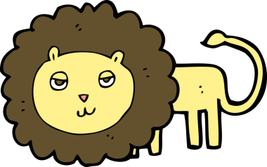 Bir insan tarafından çizilmiş çizgi film aslanı.