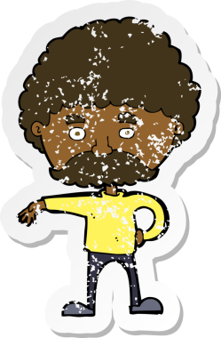 Bıyıklı bir karikatürist, bir insan tarafından çizilmiş kamp jesti.