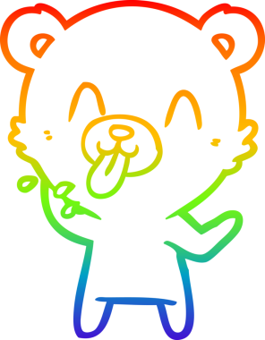 Gökkuşağının gradyan çizimi kaba bir karikatür kutup ayısının bir insan tarafından çizilmiş dili.