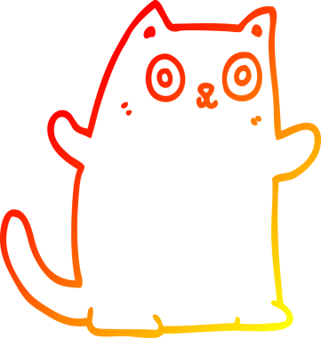 Bir insan tarafından çizilmiş çizgi film kedisinin sıcak çizgi çizimi