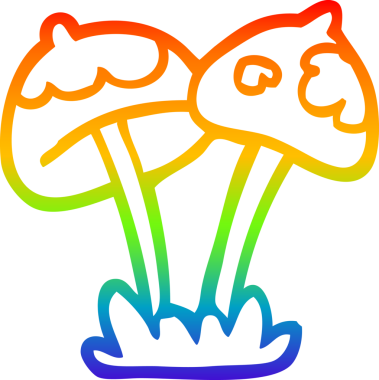 gökkuşağı gradyan çizgi çizimi bir insan tarafından çizilmiş mantar karikatürü