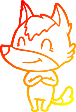 Bir insan tarafından çizilmiş dost canlısı bir kurt çizgi çizimi.