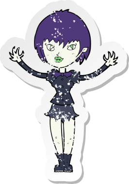 Bir insan tarafından çizilmiş vampir bir kızın gerilimli çıkartması.