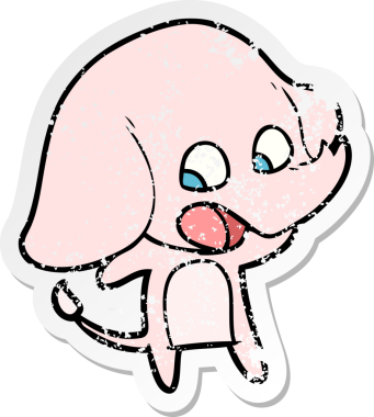 Bir insan tarafından çizilmiş şirin bir filin sıkıntılı çıkartması