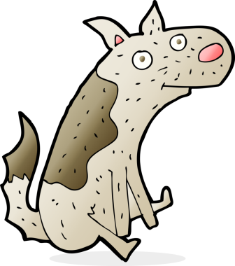 Bir insan tarafından çizilmiş çizgi film köpeği.