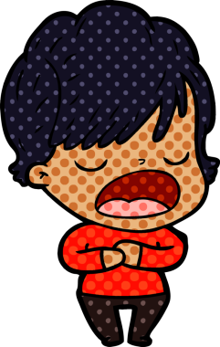 Bir insan tarafından çizilmiş bir karikatür kadın konuşuyor.