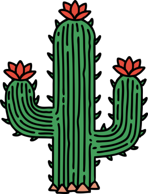 Bir insan tarafından çizilmiş geleneksel bir kaktüs dövmesi.