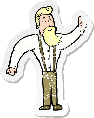 Bir insan tarafından çizilmiş karikatür hippisinin gerilimli yapıştırması.