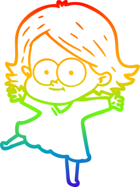 gökkuşağı gradyan çizimi mutlu bir çizgi film kızı bir insan tarafından çizildi