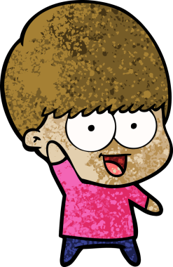 Bir insan tarafından çizilen mutlu çizgi film çocuğu.