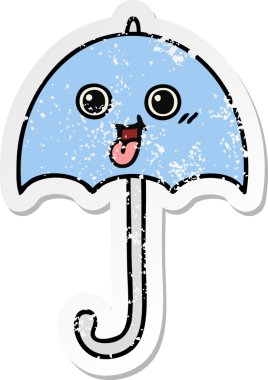 Bir insan tarafından çizilmiş şirin bir şemsiyenin sıkıntılı çıkartması.