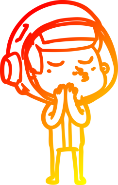 Bir insan tarafından çizilmiş kendinden emin bir astronotun sıcak çizgi çizimi