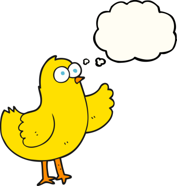 Bir insan tarafından çizilmiş serbest çizim balon karikatür kuşu.