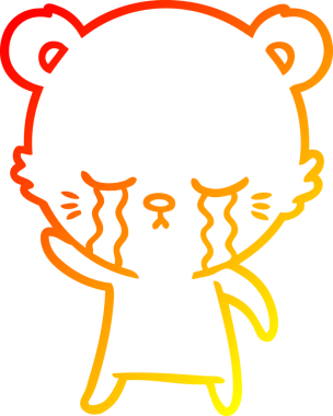 Bir insan tarafından çizilen ağlayan çizgi film ayısının sıcak çizgi çizgisi.