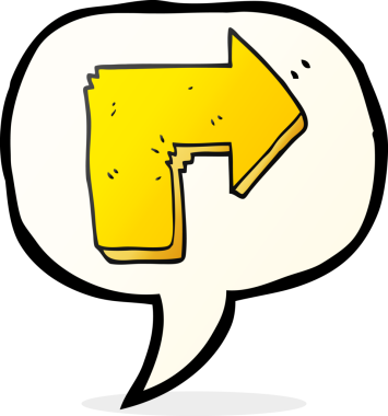 Bir insan tarafından çizilmiş serbest konuşma balonu karikatürü oku