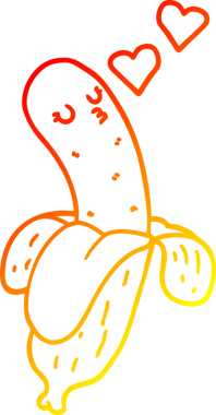 Bir insan tarafından çizilmiş bir muz çizgi filminin sıcak gradyanı.