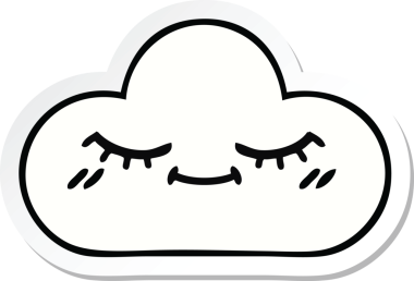 Bir insan tarafından çizilmiş şirin beyaz bulut etiketi.