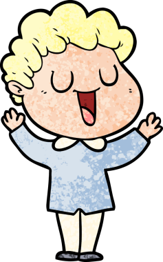 Bir insan tarafından çizilmiş gülen karikatür adam.