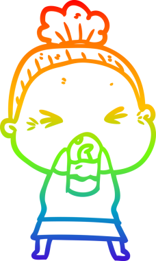 Bir insan tarafından çizilmiş kızgın yaşlı bir kadının çizimi.