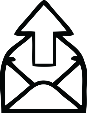 Bir insan tarafından çizilmiş oklu bir zarfın çizgi çizimi