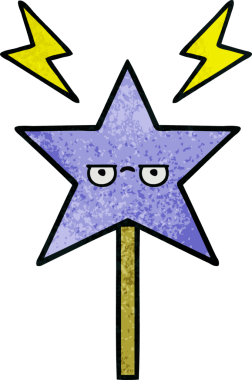 Bir insan tarafından çizilmiş sihirli bir değneğin retro grunge dokusu