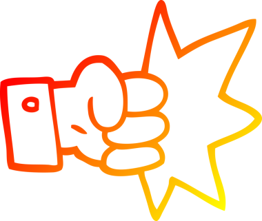 Bir insan tarafından çizilen yumruk karikatürünün sıcak çizgi çizimi