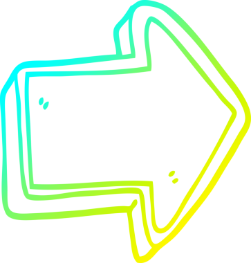 Bir insan tarafından çizilen çizgi film işaretinin soğuk gradyan çizgisi.