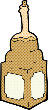 Bir insan tarafından çizilmiş eski bir viski şişesi.