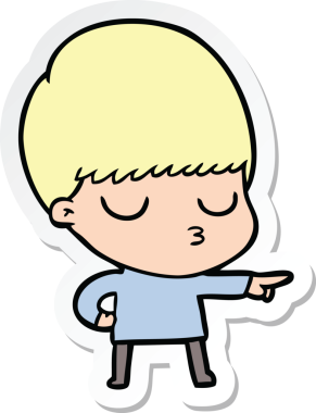 Bir insan tarafından çizilmiş sakin bir çocuğun çıkartması.