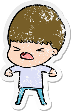 Bir insan tarafından çizilmiş stresli bir çizgi film çıkartması.