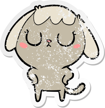 Bir insan tarafından çizilmiş şirin bir köpeğin sıkıntılı çıkartması.