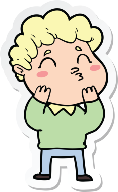 Bir insan tarafından çizilmiş karikatür adamın çıkartması.