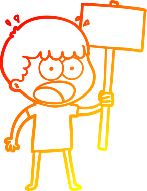 Bir insan tarafından çizilmiş afiş ile bir karikatür çizimi.