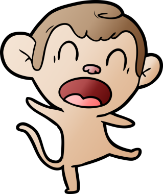 Bir insan tarafından çizilmiş bağıran maymun çizgi filmi.