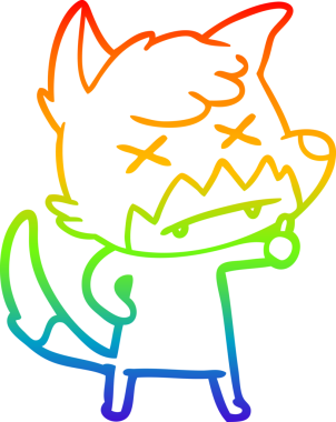 Gökkuşağı gradyan çizgi çizimi Bir insan tarafından çizilmiş ölü tilki