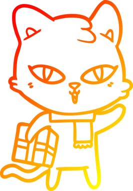 Bir insan tarafından çizilmiş bir çizgi film kedisinin sıcak çizgi çizimi