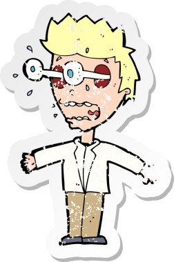 Bir insan tarafından çizilmiş, kederli bir karikatür çıkartması.