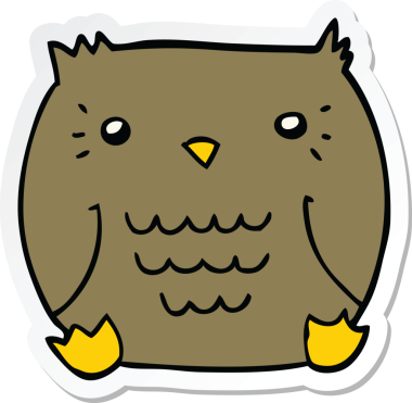 Bir insan tarafından çizilmiş bir baykuşun çıkartması.