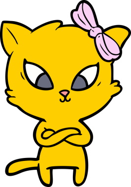 Bir insan tarafından çizilmiş çizgi film kedisi.