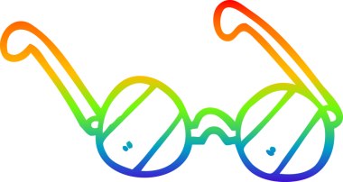 gökkuşağı gradyan çizgi çizimi bir insan tarafından çizilmiş cam gözlük