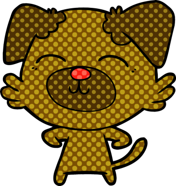 Bir insan tarafından çizilmiş çizgi film köpeği.