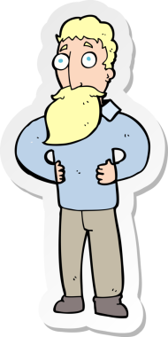 Bir insan tarafından çizilmiş sakallı bir karikatür adamın çıkartması.