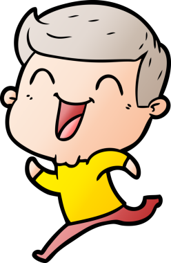 Bir insan tarafından çizilmiş gülen çizgi film adamı.